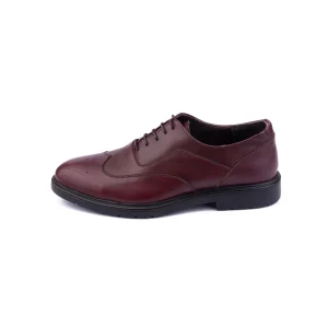 Mens Classic Leather Shoes Code 7160F Crimson Color Side Shot copy