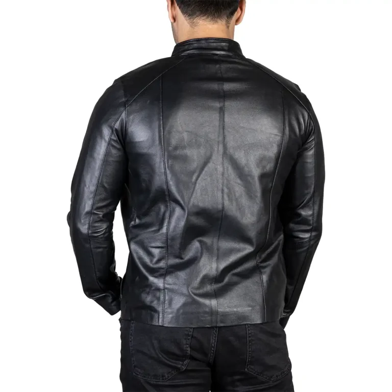 Mens Leather Jacket Code 2104J Black Color Back Shot copy