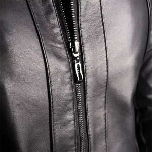Mens Leather Jacket Code 2104J Black Color Detail Shot copy