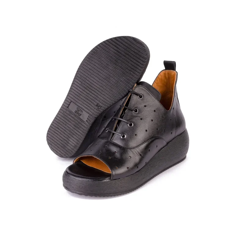 Womens Casual Leather Sandals Code 5238B Black Color Detail Shot copy