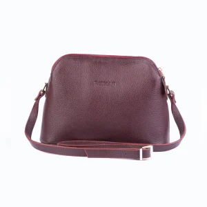 Womens Leather Bag Code 9502B Crimson Color Front View copy