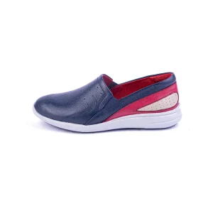Womens Leather Casual Shoes Code 5011A Navy Blue Color Side Shot copy