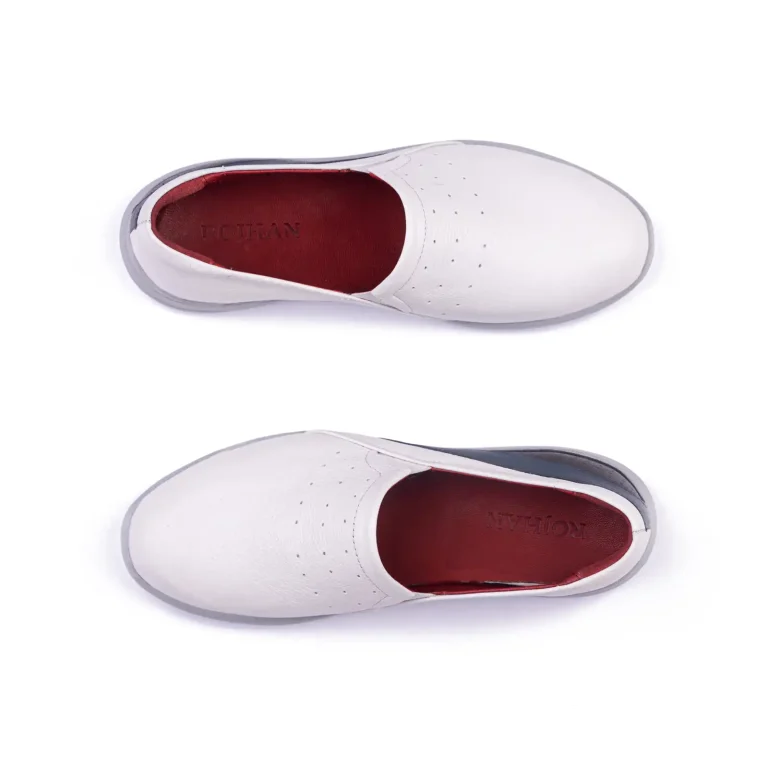 Womens Leather Casual Shoes Code 5011A White Color High Angle copy