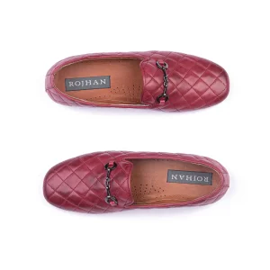 Womens Leather Loafers Code 5232B Crimson Color High Angle copy