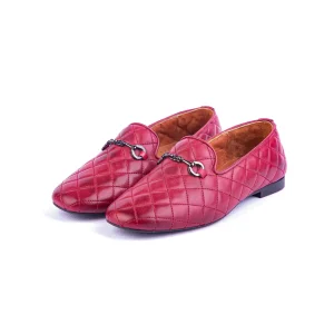 Womens Leather Loafers Code 5232B Crimson Color Shot copy