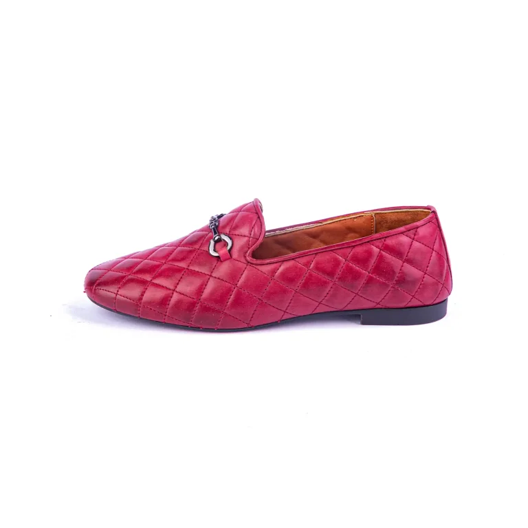 Womens Leather Loafers Code 5232B Crimson Color Side Shot copy