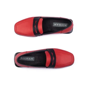 Womens Leather Loafers Code 5247D Red Color High Angle copy