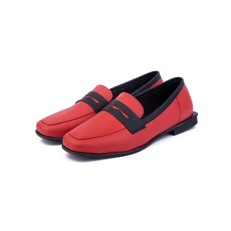 Womens Leather Loafers Code 5247D Red Color Shot copy