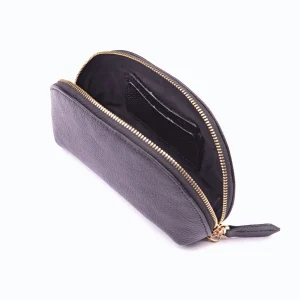 Womens Leather Make Up Bags Code 8080A Black Color Detail Shot copy