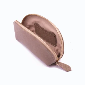 Womens Leather Make Up Bags Code 8080A Cream Color Detail Shot copy