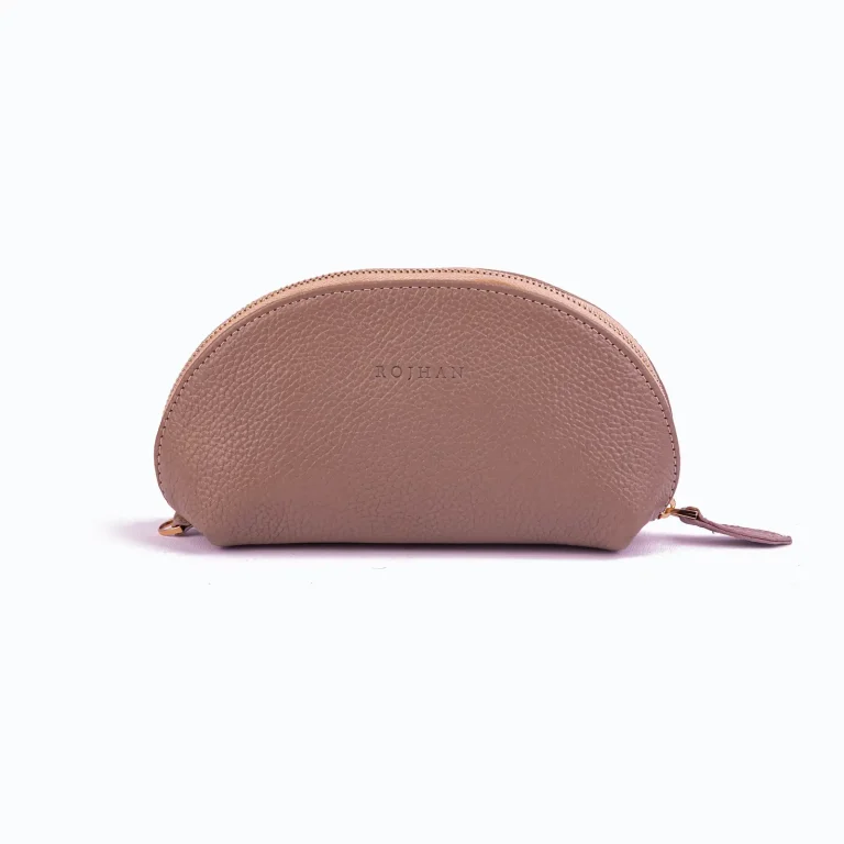 Womens Leather Make Up Bags Code 8080A Cream Color Front Shot copy