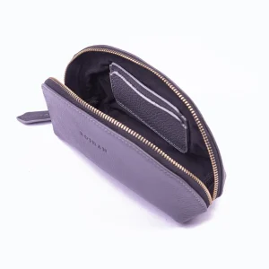 Womens Leather Make Up Bags Code 8080A Gray Color Detail Shot copy