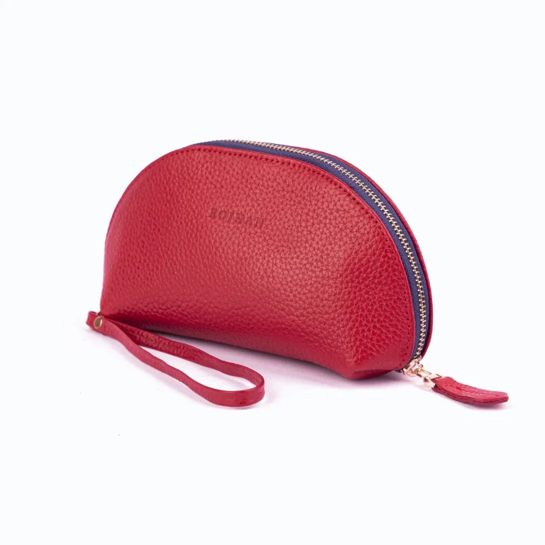 Womens Leather Make Up Bags Code 8080A Red Color Shot copy
