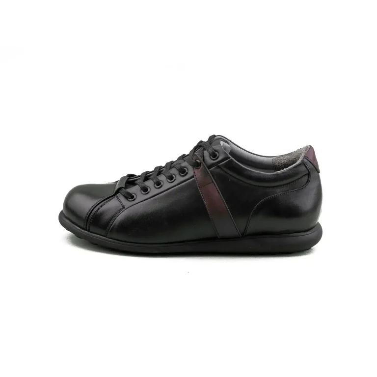 Womens Leather Sneakers Code 5010D Black Color Side Shot copy