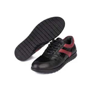 Womens Leather Sneakers Code 5228D Black Color Detail Shot copy