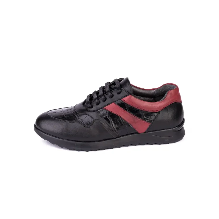 Womens Leather Sneakers Code 5228D Black Color Side Shot copy