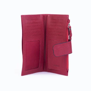 Womens Leather Wallet Code 8070B Red Color Front Shot copy