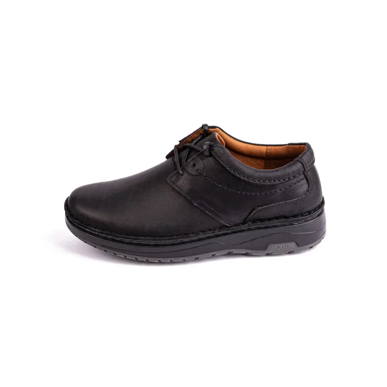 Mens Full Leather Casual Shoes Code 7016A Black Color Side Shot copy