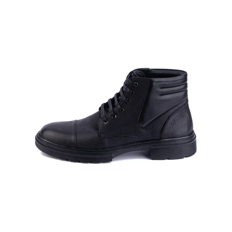 Mens Leather Boots Code 7134Z Black Color Side Shot copy