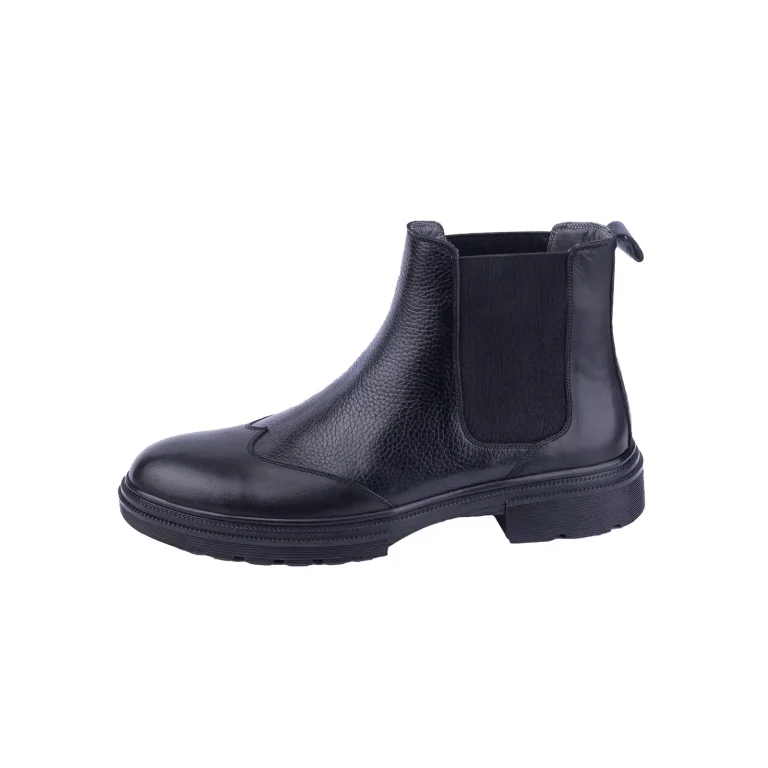 Mens Leather Boots Code 7135Z Black Color Side Shot copy