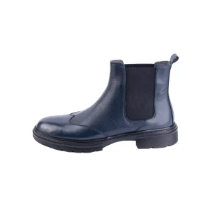 Mens Leather Boots Code 7135Z Navy Blue Color Side Shot copy