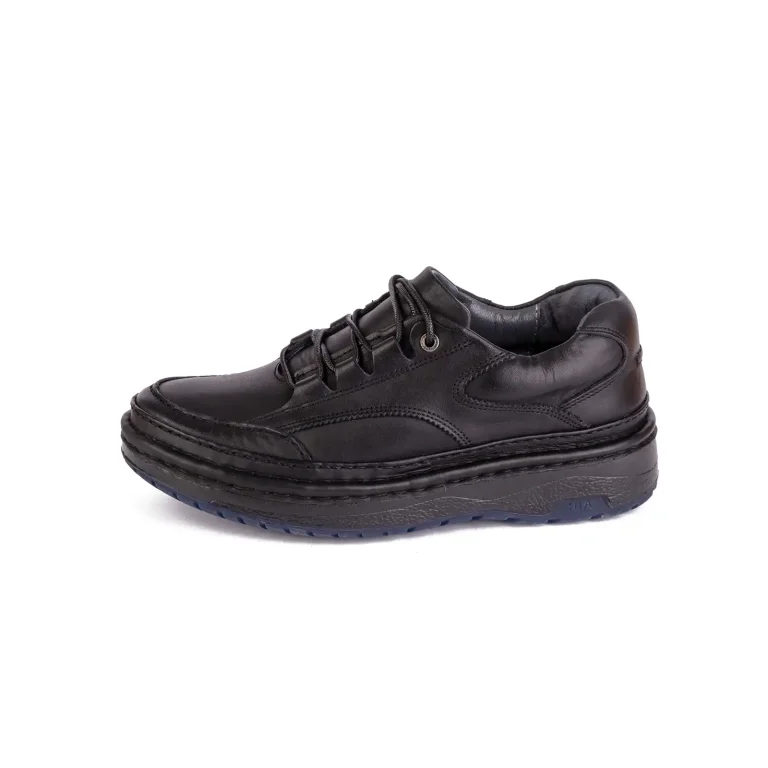 Mens Leather Casual Casual Shoes Code 7187A Black Color Side Shit copy
