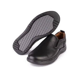 Mens Leather Casual Shoes Code 7015B Black Color Detail Shot copy