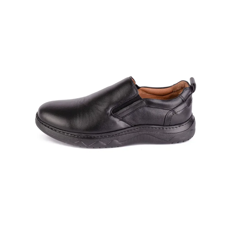 Mens Leather Casual Shoes Code 7015B Black Color Side Shot copy