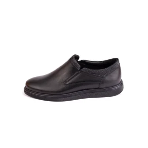 Mens Leather Casual Shoes Code 7180B Black Color Side Shot copy