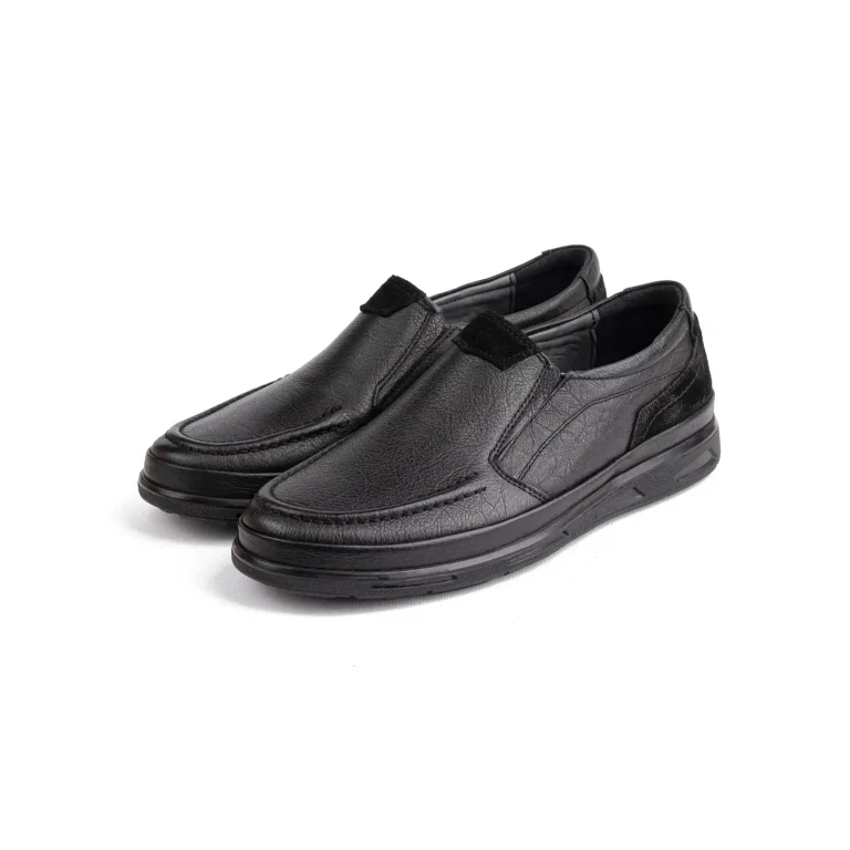 Mens Leather Casual Shoes Code 7185B Black Color Shot copy