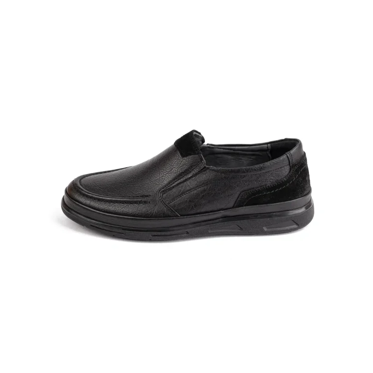 Mens Leather Casual Shoes Code 7185B Black Color Side shot copy