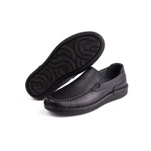 Mens Leather Casual Shoes Code 7185C Black Color Detail Shot copy