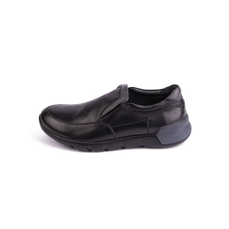 Mens Leather Casual Shoes Code 7193B Black Color Side Shot copy