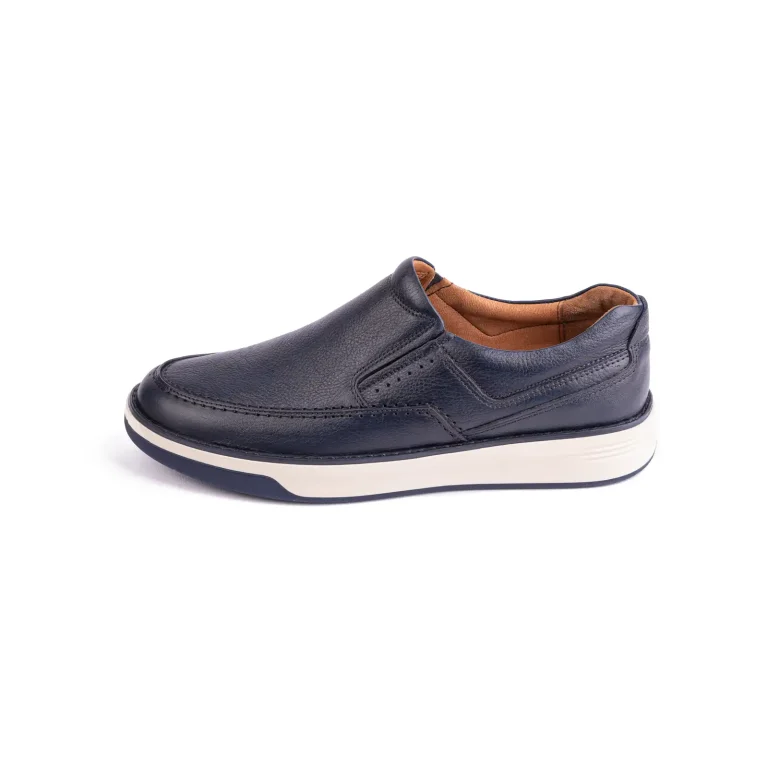 Mens Leather Casual Shoes Code 7199B Blue Navy Color Side Shot copy