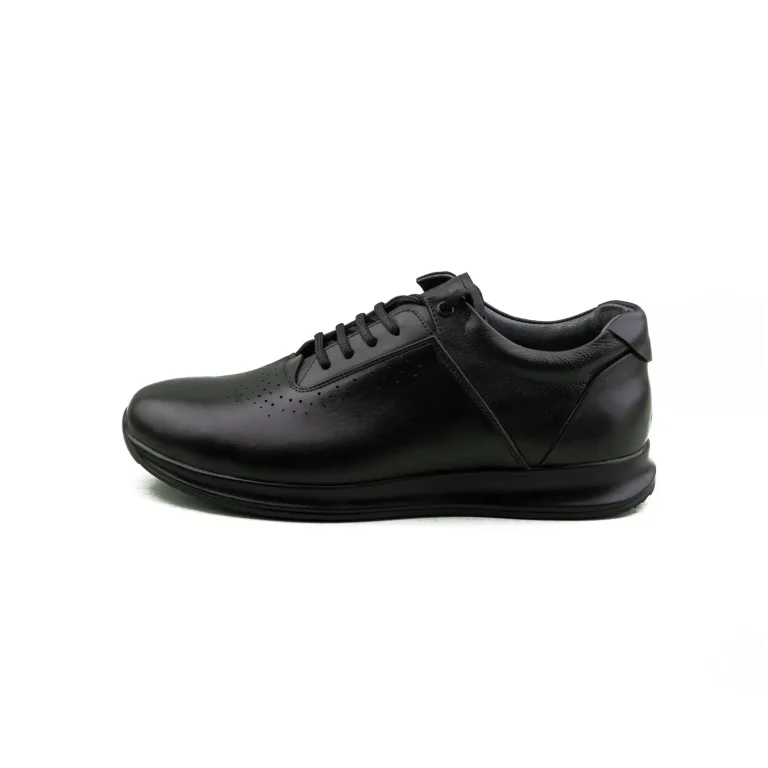 Mens Leather Sneaker Shoes Code 7177D Black Color Side Shot copy