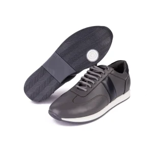 Mens Leather Sneakers Code 7186E Gray Color Detail Shot copy