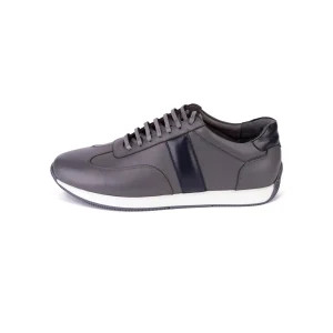 Mens Leather Sneakers Code 7186E Gray Color Side Shot copy