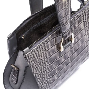 Womens Croc Leather HandBag Code 9537A Gray Color Detail View copy