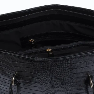 Womens Leather Handbags Code 9243B Croco Black Color Detail Shot copy