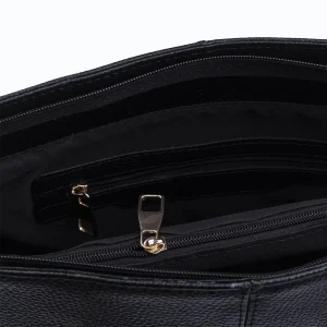 Womens Leather Handbags Code 9243B Floater Black Color Detail Shot copy