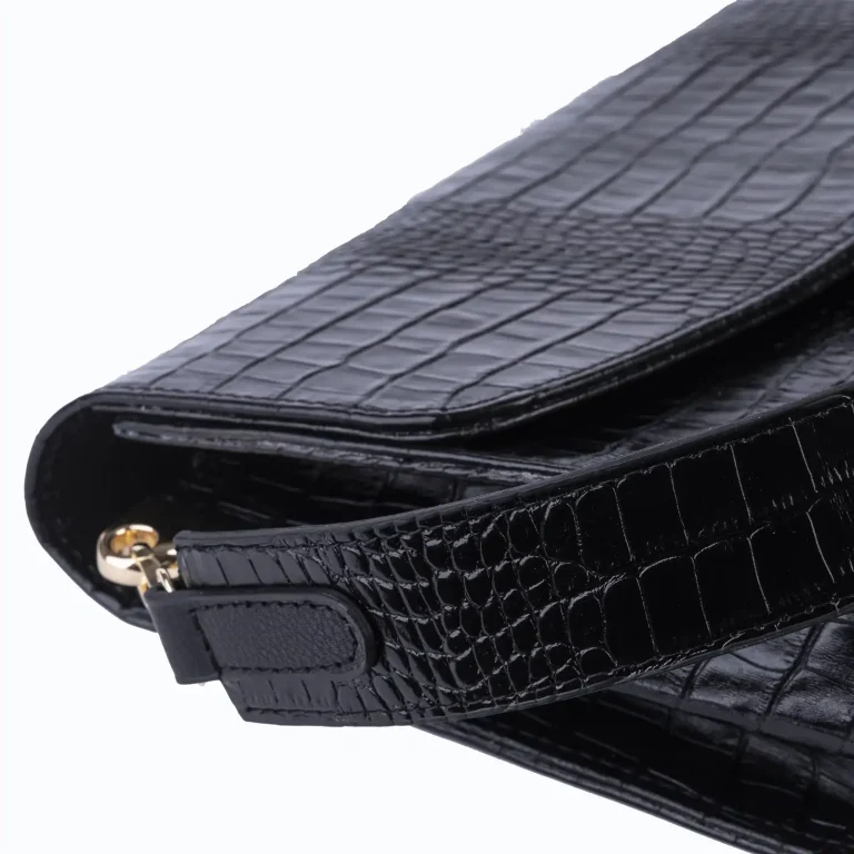 Womens Leather Handbags Code 9244B Croco Black Color Detail View copy 1