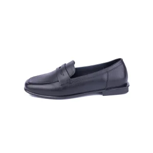Womens Leather Loafers Code 5247D Black Color Side Shot copy