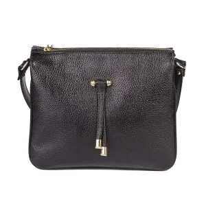 Womens Leather ShoulderBag Code 9248B Black Color Front View copy