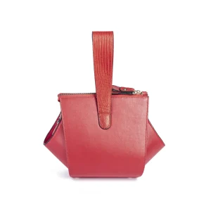 Womens Lizard Leather HandBag Code 9537A Red Color Back View copy