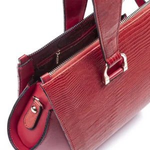 Womens Lizard Leather HandBag Code 9537A Red Color Detail View copy