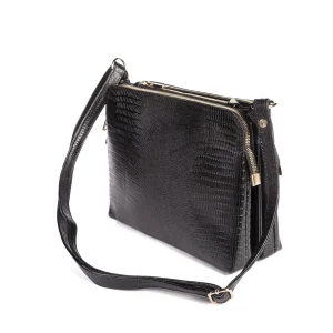 Womens Lizard Leather ShoulderBag Code 9402B Black Color Variety Angle copy
