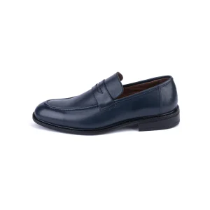 Mens Classic Leather Shoes Code 7123F Navy Blue Color Side Shot copy