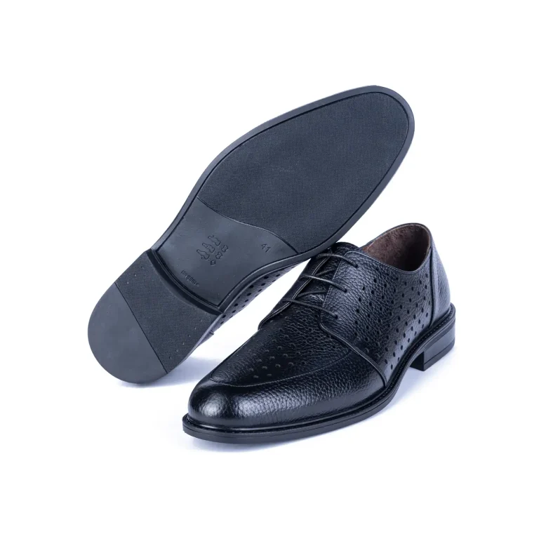 Mens Classic Leather Shoes Code 7111C Black Color Detail Shot copy