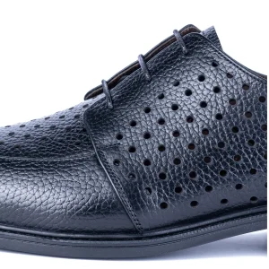 Mens Classic Leather Shoes Code 7111C Black Color Detail View copy