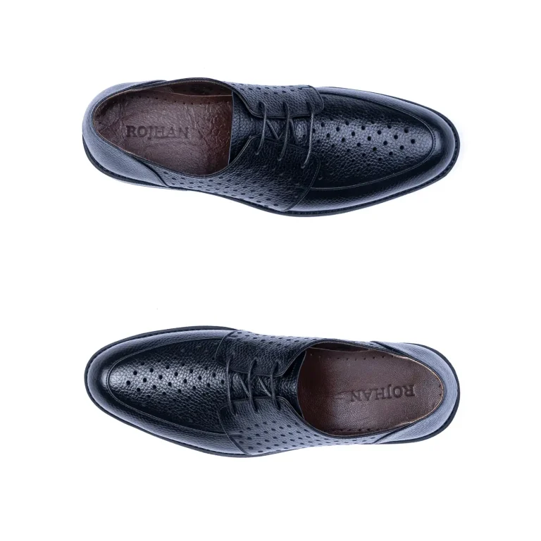 Mens Classic Leather Shoes Code 7111C Black Color High Angle copy